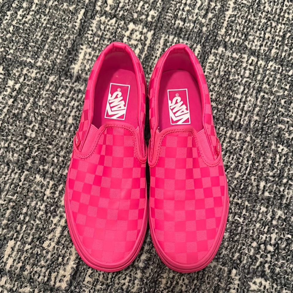 Vans Pink Slip-On Sneakers with Checkerboard Design